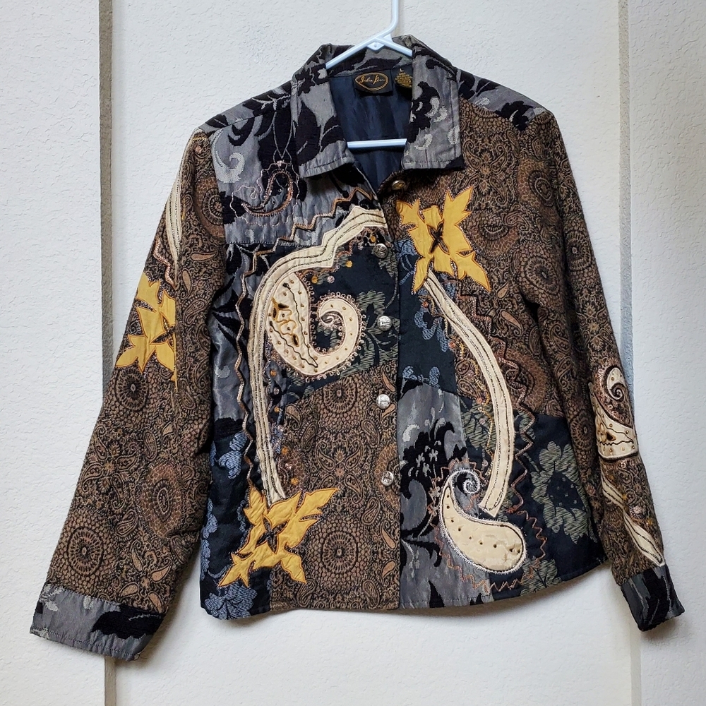 Julia Kim Abstract Patchwork Office Blazer.  Size Large